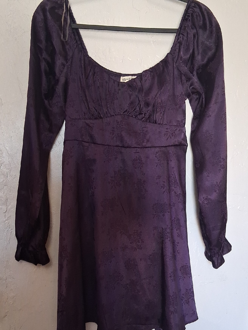 Deep Plum Long Sleeve Satin Mini Dress